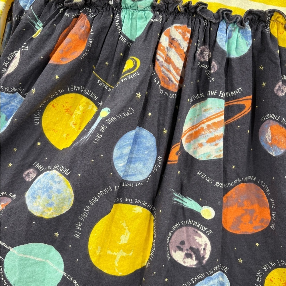 Tucker + Tate Yellow Striped Space Celestial Ruffle Dress - Girl’s Size 7 - Picture 5 of 8